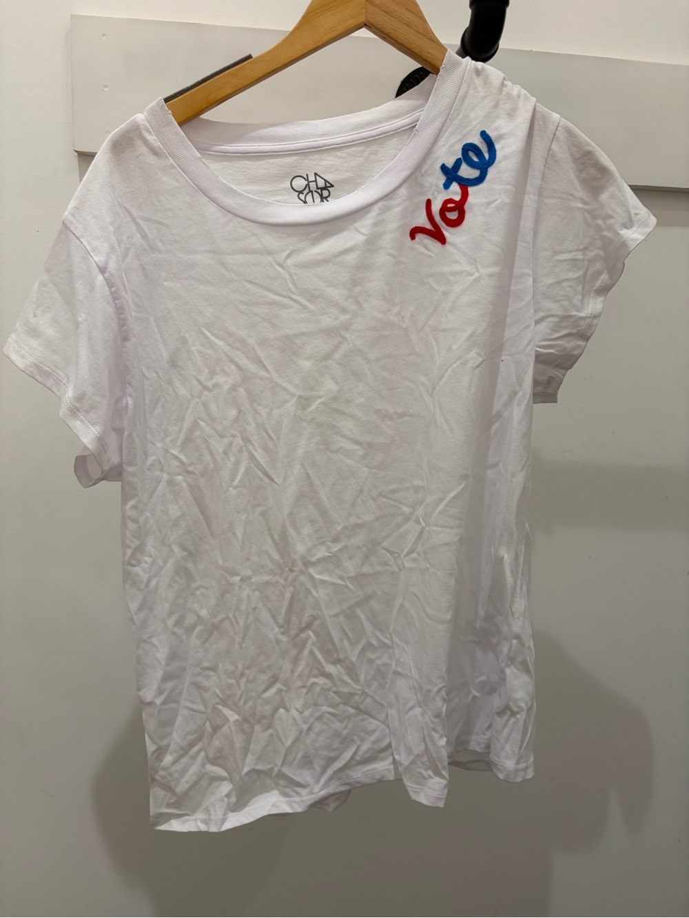 Chaser White 'Vote' Graphic Tee with Red & Blue Script PM